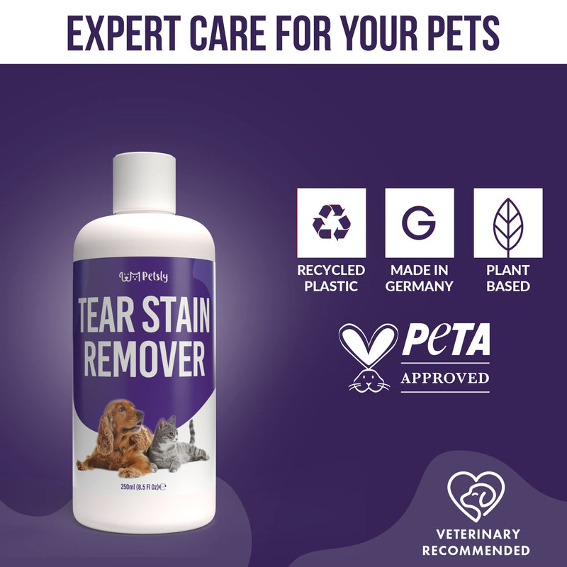 PETSLY Tear Stain Remover Dog Spray - Natural Eye Cleaner for Dogs and Cats for Gentle Eye Cleaning, Pleasant Tear Stain Remover for Dogs, Dog Eye Cleaner Dog Spray [250 ml] - PawsPlanet Australia