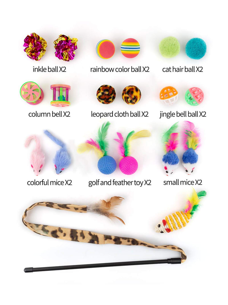 Anka Cat Toys, 21pcs Kitten Toys, Cat Toys for Indoor Cats, Cat Tunnel cat Toys for Indoor Cats Interactive, Mouse Toys Feather Teaser Wand Fish Fluffy Mouse Mice Balls for Kitty and Cats - PawsPlanet Australia