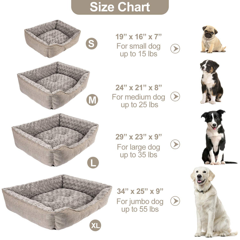 FURTIME Durable Dog Bed for Large Medium Small Dogs Soft Washable Pet Bed Breathable Rectangle Sleeping Bed Anti-Slip Bottom (19" x 16" x 6", Brown) S-(19" x 16" x 7") - PawsPlanet Australia
