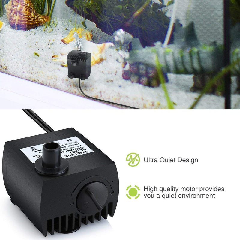 Homasy 80 GPH (300L/H, 4W) Submersible Water Pump, Ultra Quiet For Pond, Aquarium, Fish Tank Fountain, Powerful Water Pump with 5.9ft (1.8m) Power Cord - PawsPlanet Australia
