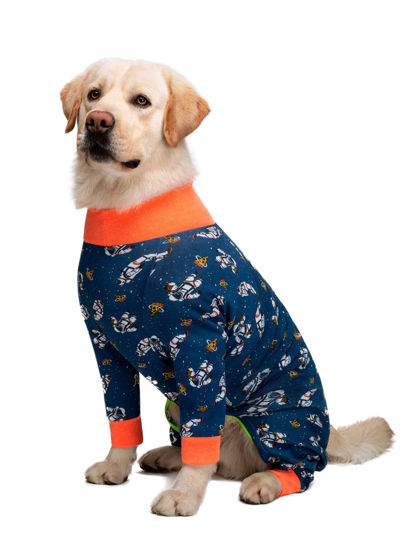 Dog Clothes,Lovely Elastic Dog Pajamas Sleeping Clothes Anti-hair Dust-proof Four-legged Garment Jumpsuit Clothes for Medium Dogs Large Dogs (26, Dark Blue) 26: back length 14.9inch Dark Blue with astronaut - PawsPlanet Australia
