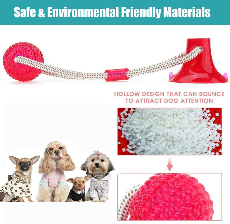 Pet Molar Bite Toy, Suction Cup Dog Toy Rubber Chew Toys Interactive Puppy Training Rope For Teeth Cleaning Pet Supplies (Red) Red - PawsPlanet Australia