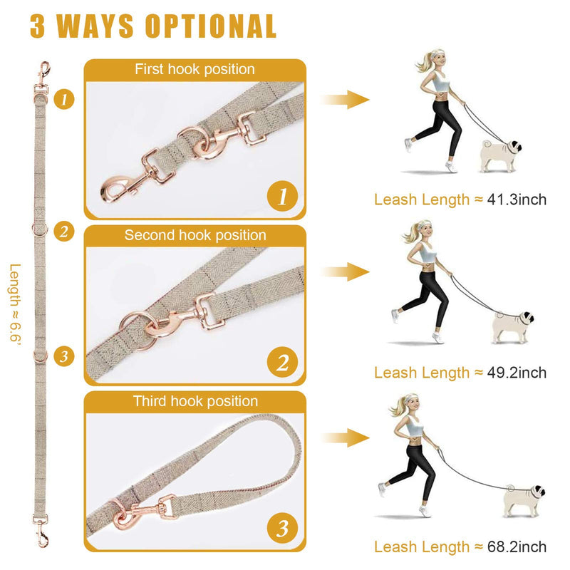 Rose Gold Dog Collar and Lead(2m) Set | Exceptionally Elegant & Adjustable | 3 Adjustable Lengths Dog Leash | Soft and Easy to Clean(Beige;L(15.7"-25.6")) Beige;L(15.7"-25.6") - PawsPlanet Australia