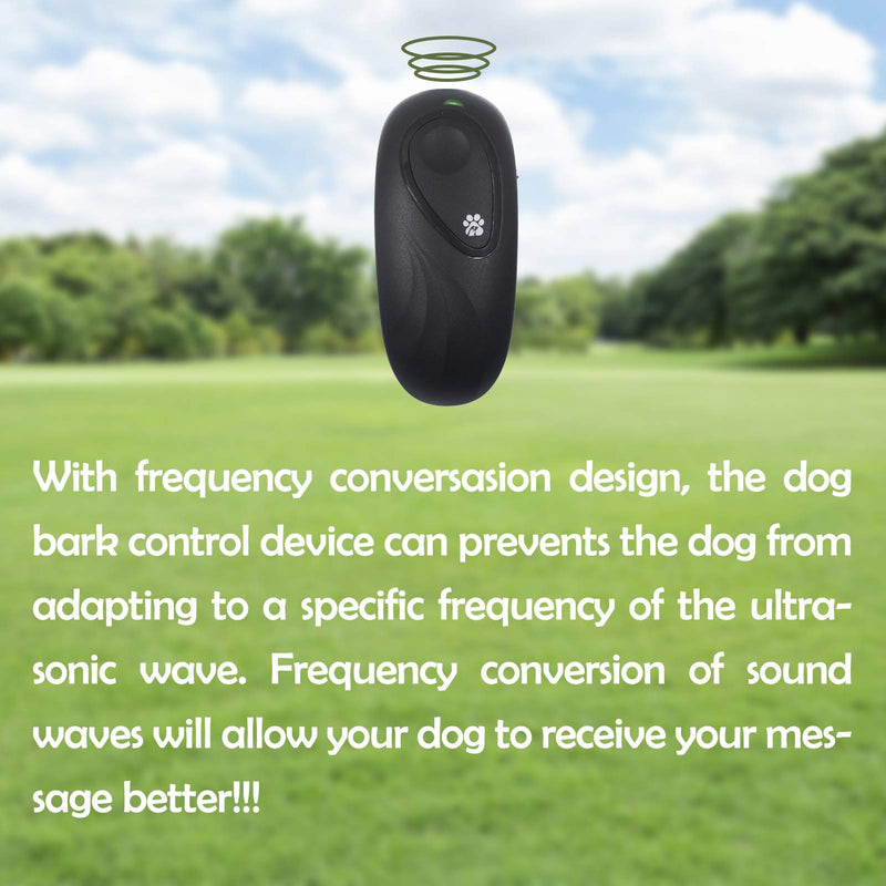 [Australia] - Latest Bark Control Device, Ultrasonic Dog Anti Barking Deterrent, Variable Frequency, 2 in 1 Safe Sonic Training Tool, 16.4 Ft Control Range Handheld Trainer for Small / Medium/ Large Dogs - Black 