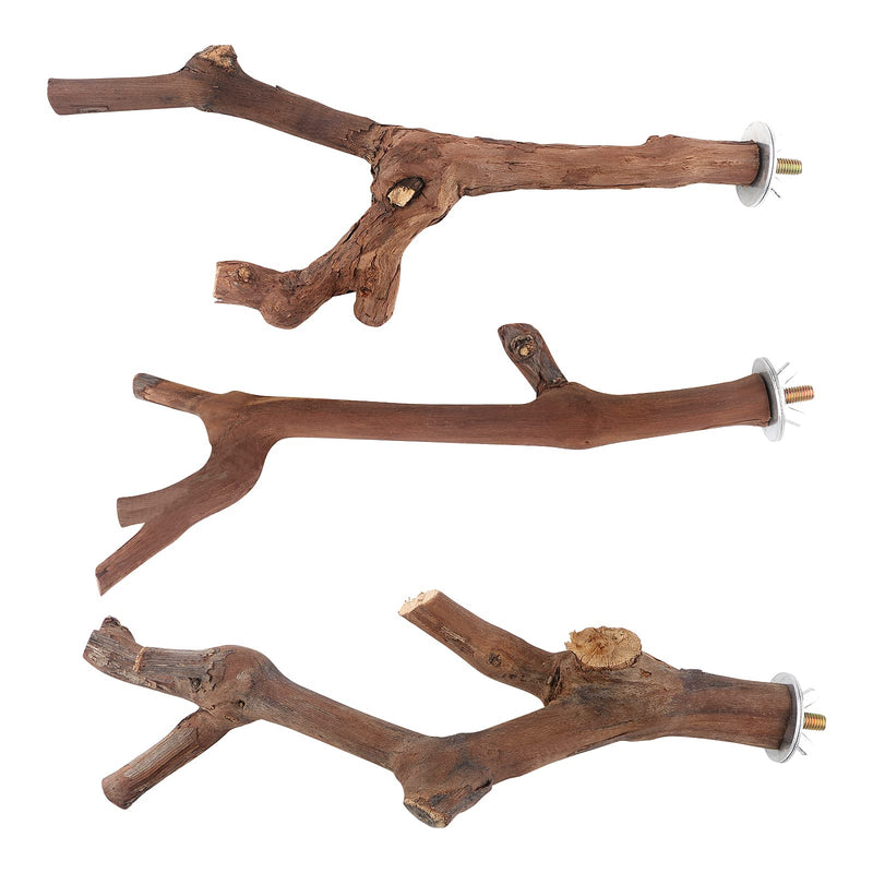 Bird Perch Stand Toy Set Natural Wooden Parrot Stand Branch Paw Grinding Stick Bird Exercise Training Climbing Toys for Bird Cage Accessories Wooden 4PCS - PawsPlanet Australia