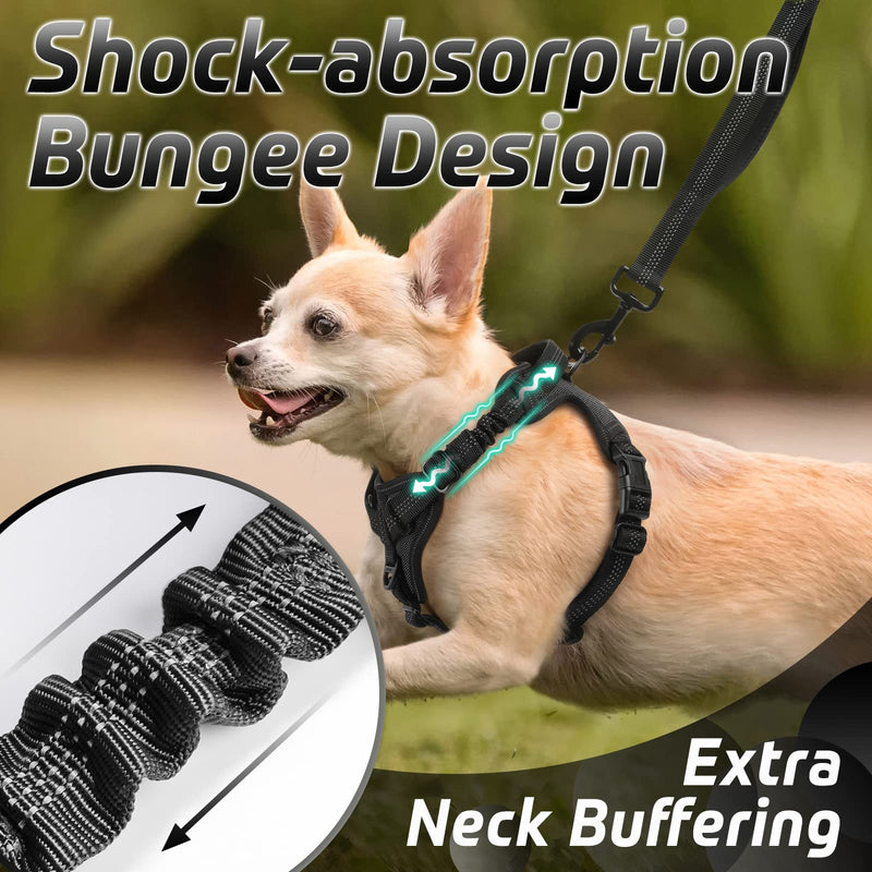 rabbitgoo Dog Harness Medium, No Pull Adjustable Dog Walking Harness with 2 Leash Clips Shock-Absorbing Bungee Straps, Soft Padded Pet Vest Harness Reflective with Control Handle for Large Medium Dogs M (Pack of 1) Black - PawsPlanet Australia