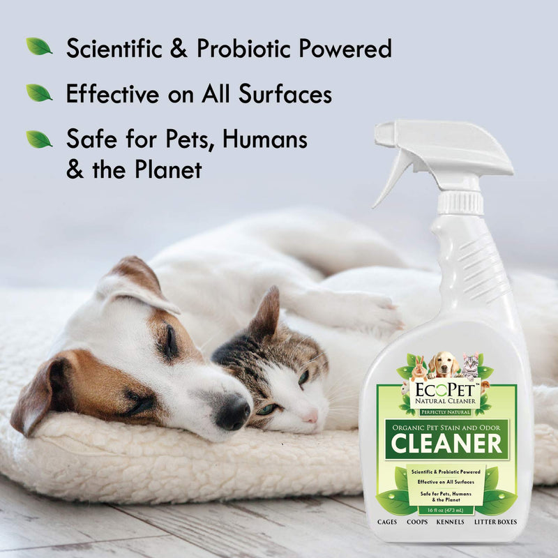 [Australia] - EcoPet Natural Cleaner and Dog Urine Odor Eliminator - Probiotic Powered Multi Surface Pet Odor and Stain Remover - Non-Toxic Dog Carpet Cleaner and Pet Stain Eraser, Unscented, Trigger Spray, 16oz 