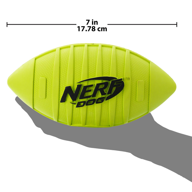 Nerf Dog Squeak Rubber Football Dog Toy Green Single - PawsPlanet Australia