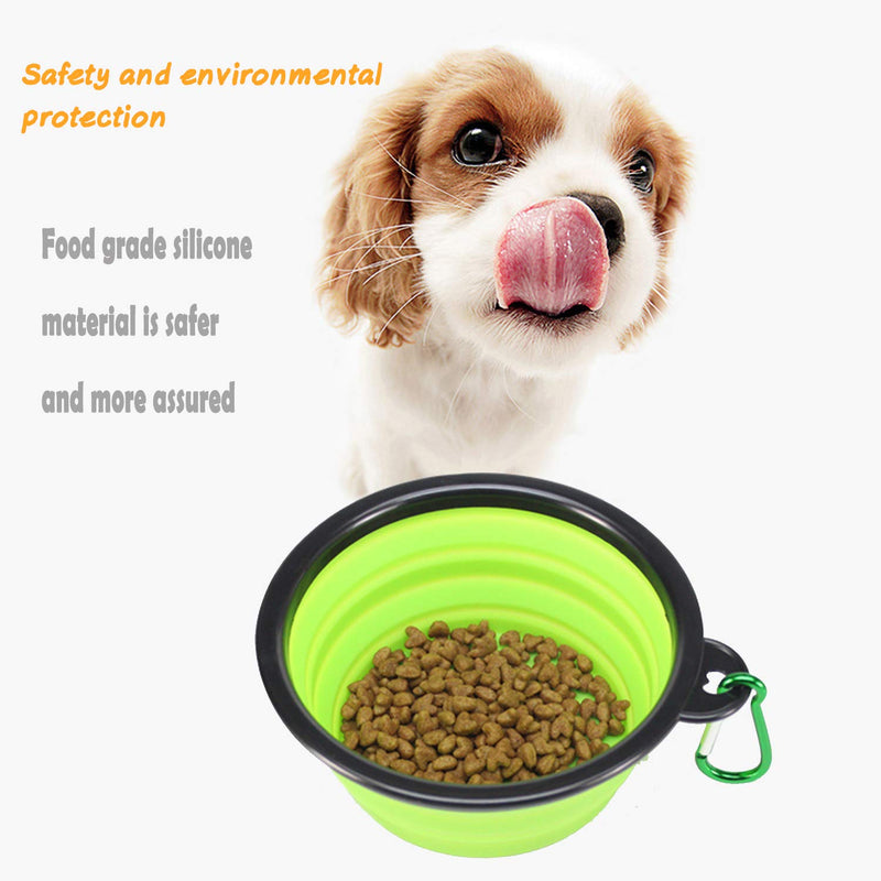 2 foldable travel bowls for pets, 2 silicone food bowls, portable pet drinking bowls. A folding travel bowl suitable for dogs, a food bowl that can be carried around - PawsPlanet Australia