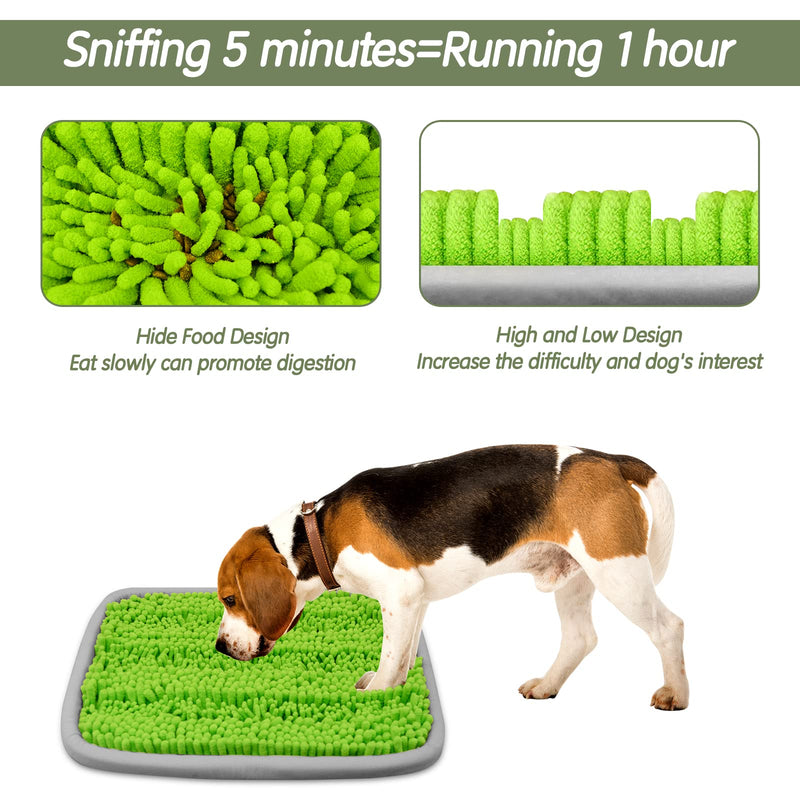 Snuffle Mat for Dogs Treat Dispenser,Dog Puzzle Toys Interactive Game,Sniff Foraging Mats for Pet Relieve Stress and Boredom,Machine Washable,Non-slip,Durable(21''x 16''? (Green) Green - PawsPlanet Australia