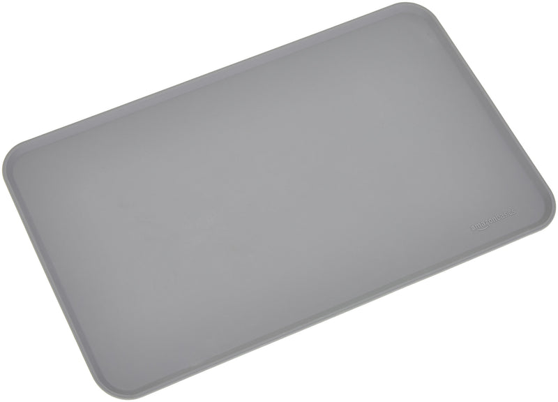 Amazon Basics Silicone Waterproof Pet Food Mat - 47 x 29 cm, Grey - PawsPlanet Australia