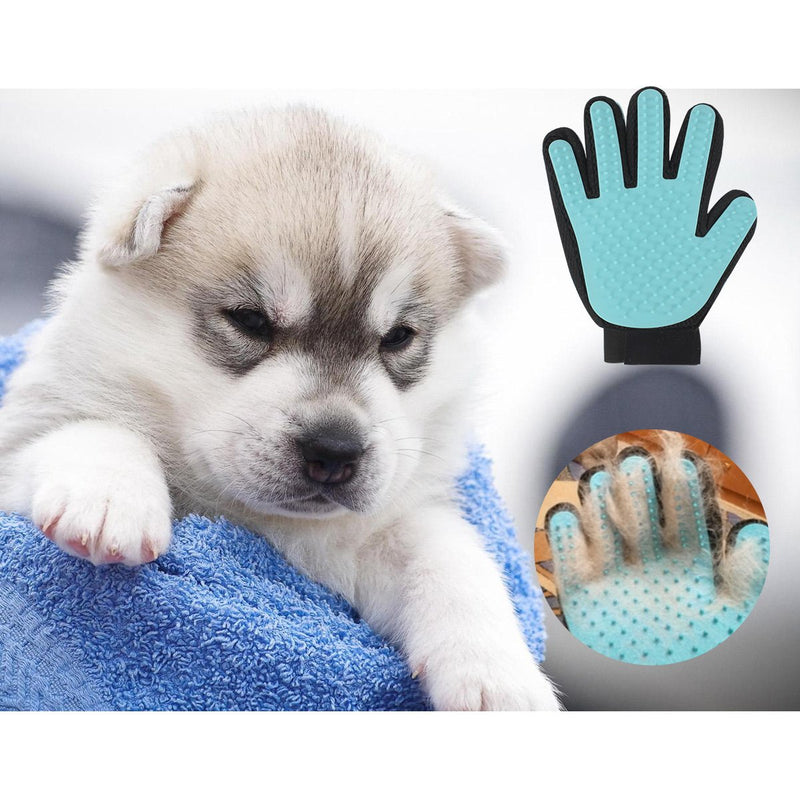 [Australia] - GES Pet Grooming Glove, Set of 2 Deshedding Brush Glove, Hair Remover Brush Efficient Pet Hair Remover Mitt, Deshedding Tool for Cats Dogs with Left and Right Hand Light Blue 