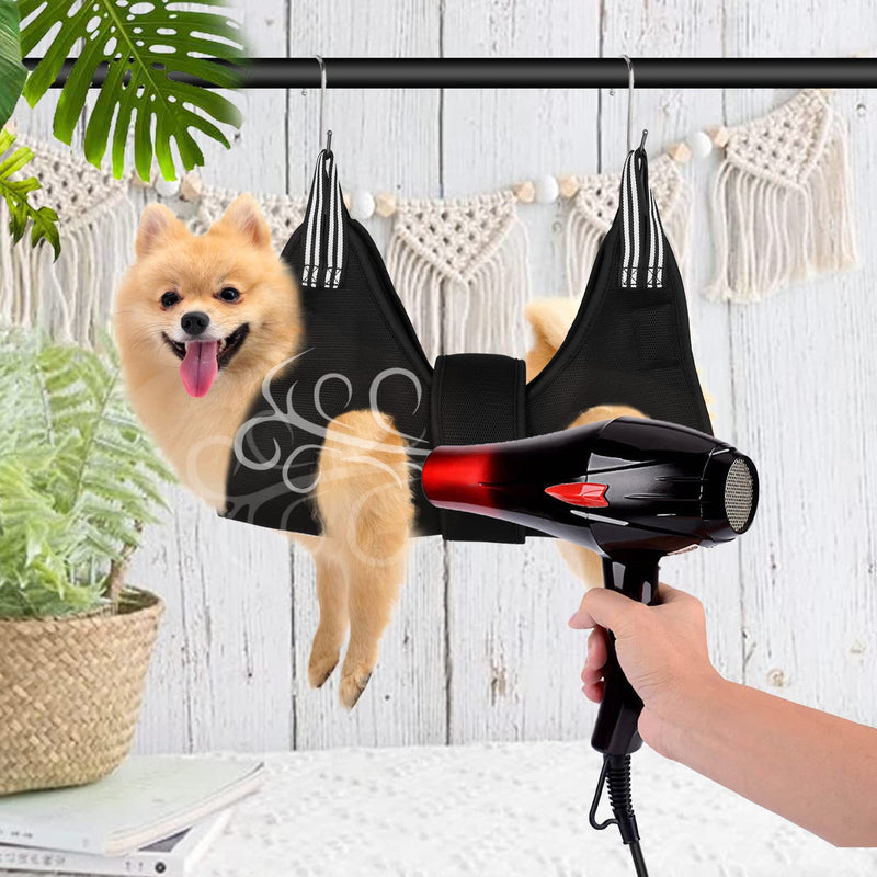 YOKUPOTAC Dog Grooming Hammock, Pet Nail Trimming Harness for Dogs and Cats, Pet Grooming Sling with Wide Strap, Claw Care, Eye and Ear Care Black 1 - PawsPlanet Australia