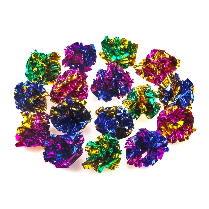 CHIWAVA 24PCS 1.6" Mylar Balls Shiny Crinkle Cat Toys Ball Kitten Crackle Lightweight Play Assorted Color - PawsPlanet Australia