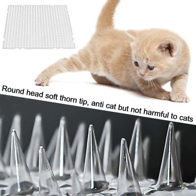 Cat repellent mat for outdoor use, 8 pieces repellent against cats, reusable deterrent mats for cats and dogs, 34 x 42 cm deterrent training for indoor and outdoor use, spike mat devices, white - PawsPlanet Australia