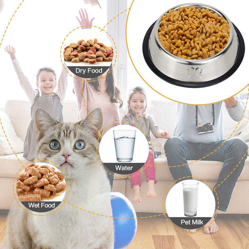 TSKDKIT 3 Pack Cat Bowl Stainless Steel Cat Food Bowls with Scoops Non-slip Cat Feeding Bowls Cat Water Bowls Metal Pet Bowl for Cat, Kitten, Dog, Puppy - PawsPlanet Australia