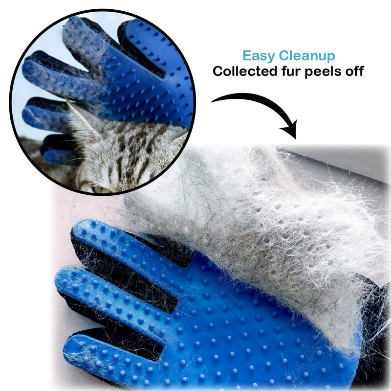 Pets First Dog Grooming Gloves Best Professional Deshedding, Brushing, Cleaning Mitt Tool for Small, Medium or Large Dogs & Cats. Fur & Hair Remover. Prevents Matted Coats. Soft Rubber Bristle Brush - PawsPlanet Australia