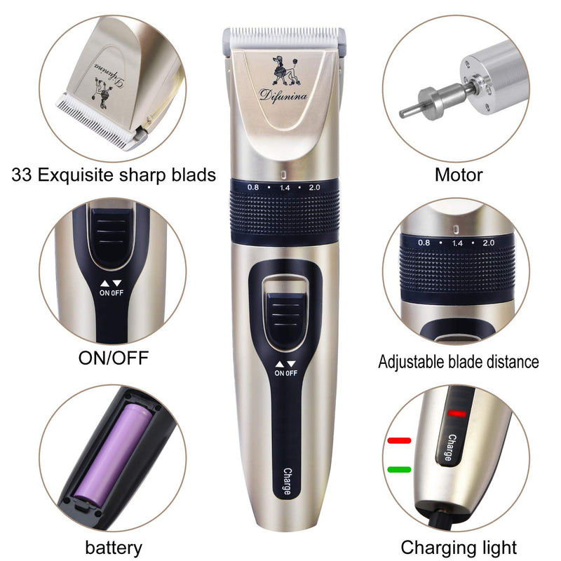 DIFUNINA Small Dog Grooming Kit Dog Hair Clipper Dog Shaver Clippers Cordless Rechargeable Low Noise Pet Grooming Kit Set for Dogs Cats Pets - PawsPlanet Australia