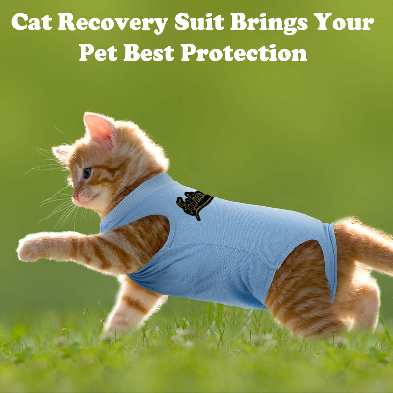 Xuniea 2 Pieces Cat Recovery Suits Abdominal Wounds Cat Recovery Body Wraps Breathable Collar Alternative for Cats and Dogs Wear Anti Licking Wounds Home Indoor Pets Clothing Small - PawsPlanet Australia