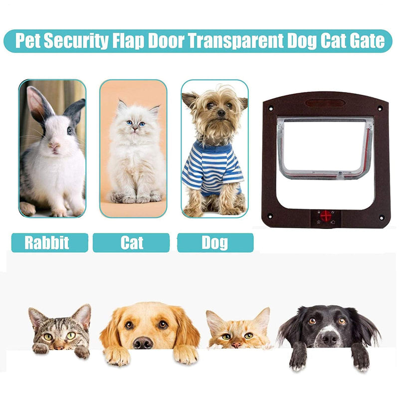 YBFBSJK Pet Mounting Door Wall Entry Cat Door Pet Tunnel Door Cat Flap Closure Cat Flap Inner Door 4 Way Manual Locking Cat Door Install Easily With Telescopic Frame For Cats Small Dogs Brown - PawsPlanet Australia