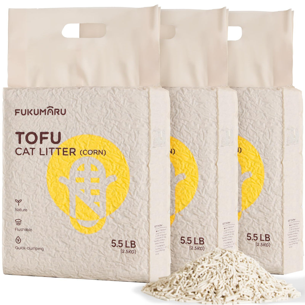 FUKUMARU Tofu cat litter 7.5kg, clumping litter for cats, mixed corn pellets, dust-free and easy to clump, odor control, flushable, low residue - PawsPlanet Australia