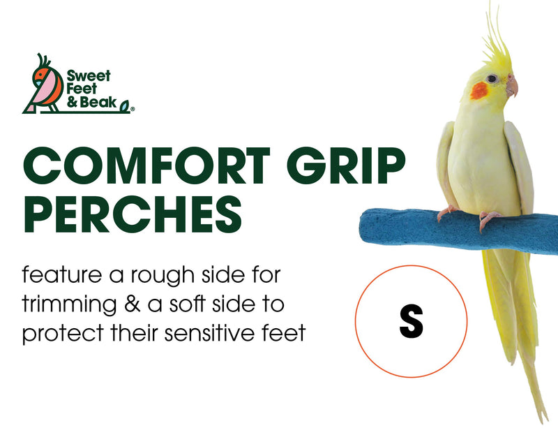 Sweet Feet and Beak Comfort Grip Safety Perch for Bird Cages - Patented Pumice Perch for Birds to Keep Nails and Beaks in Top Condition - Safe, Non-Toxic, Easy to Install Bird Cage Accessories Small Blue - PawsPlanet Australia
