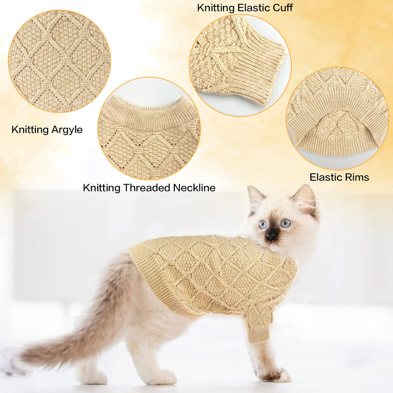 Vehomy Dog Pullover Sweater Small Dog Spring Clothes with Rhombic Pattern Puppy Spring Shirt Dog Hollow Pattern Knitwear Puppy Cat Breathable Knitted Shirt Outfit for Small Medium Dogs L Large - PawsPlanet Australia