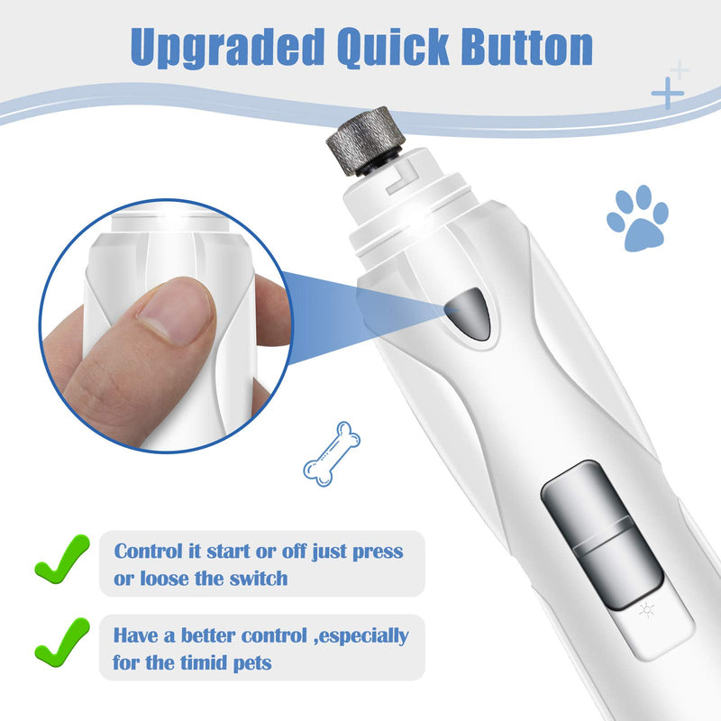 Dog Nail Grinder/Dog Nail Trimmers, Upgraded Quiet Pet Nail Trimmer with LED Light for Nails Grooming & Smoothing, Electric Rechargeable Pet Nail Grinder for Small Medium Large Dogs and Cats - PawsPlanet Australia