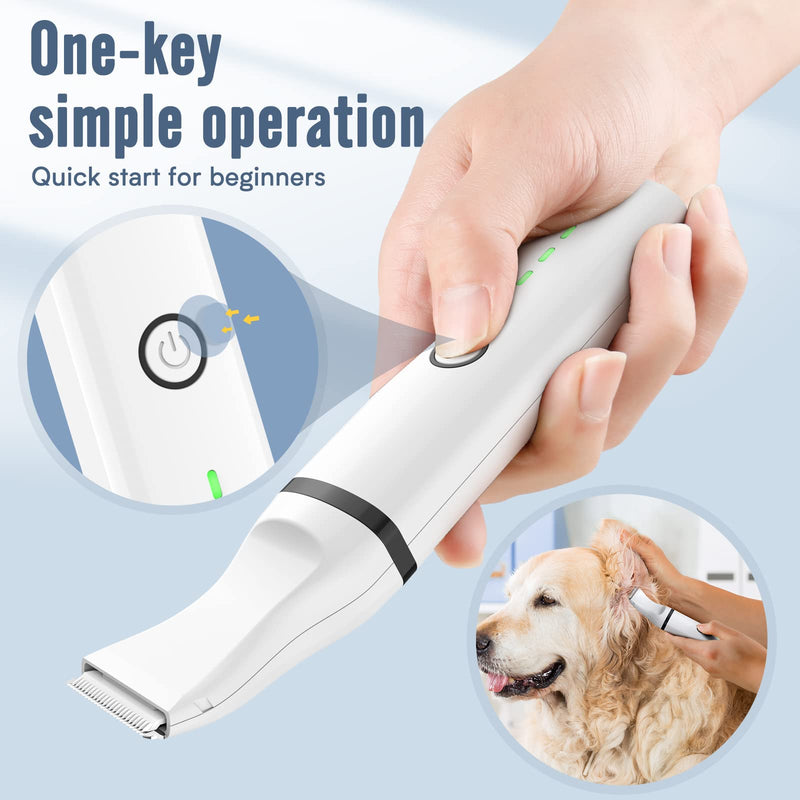 oneisall Dog Clippers/Dog Paw Trimmer with Double Blades 2 in 1 Quiet Dog Grooming Clippers/Cordless 2 Speed Small Pet Hair Trimmers for Dog's Hair Around Paws, Eyes, Ears, Face, Rump (White) - PawsPlanet Australia