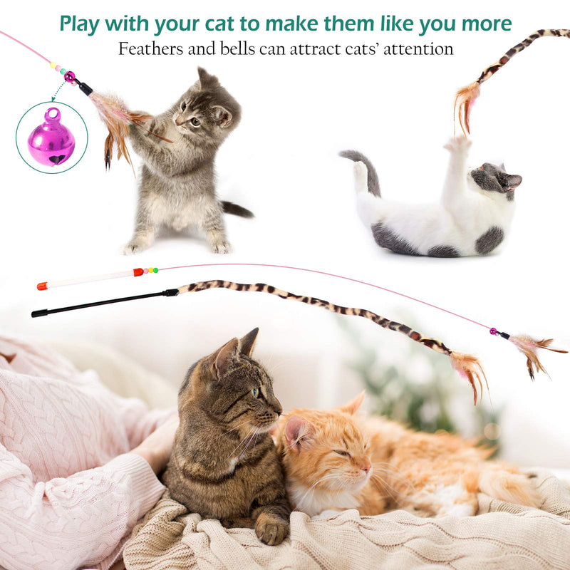 Cat Toys, 23 Pieces Cat Tunnel Cat Teaser Wand Toys Kitten Toys Sets Cat Feather Wand Crinkle Balls for Kittens Toys Interactive Toys Kits for Indoor Cats Kitty Green - PawsPlanet Australia