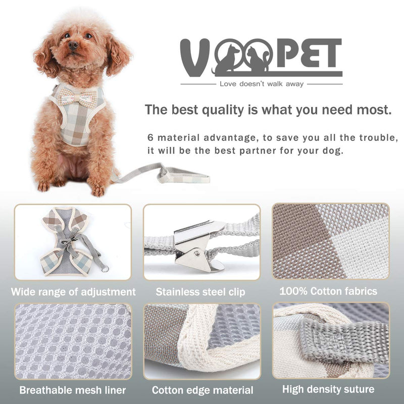 voopet Easy to Put On & Take Off Dog Harness, Puppy Padded Mesh Front Vest with Leash, Adjustable Pets No-Pull Walking Harness with Cute Bows for Small Dogs and Cats S:chest 8.0-11.6＂(20-29cm) Boy dog - 1 - PawsPlanet Australia