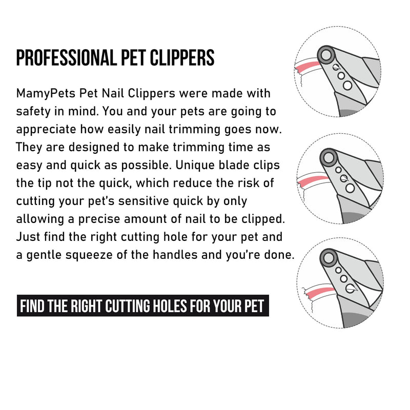 Cat Nail Clippers and Trimmers, Pet Claw Clippers Grooming Supplies Tool with 3 Cutting Holes for Cat, Tiny Dog, Puppy, Kitten, Guinea Pig, Birds, Reptiles, Hamster, & Small Breed Animals Grey - PawsPlanet Australia