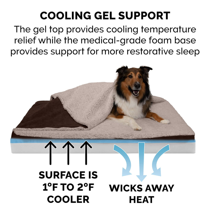 Furhaven Orthopedic, Cooling Gel, and Memory Foam Pet Beds for Small, Medium, and Large Dogs and Cats - Luxe Perfect Comfort Sofa Dog Bed, Performance Linen Sofa Dog Bed, and More Blanket Top Bed - Berber Espresso Cooling Gel Foam - PawsPlanet Australia