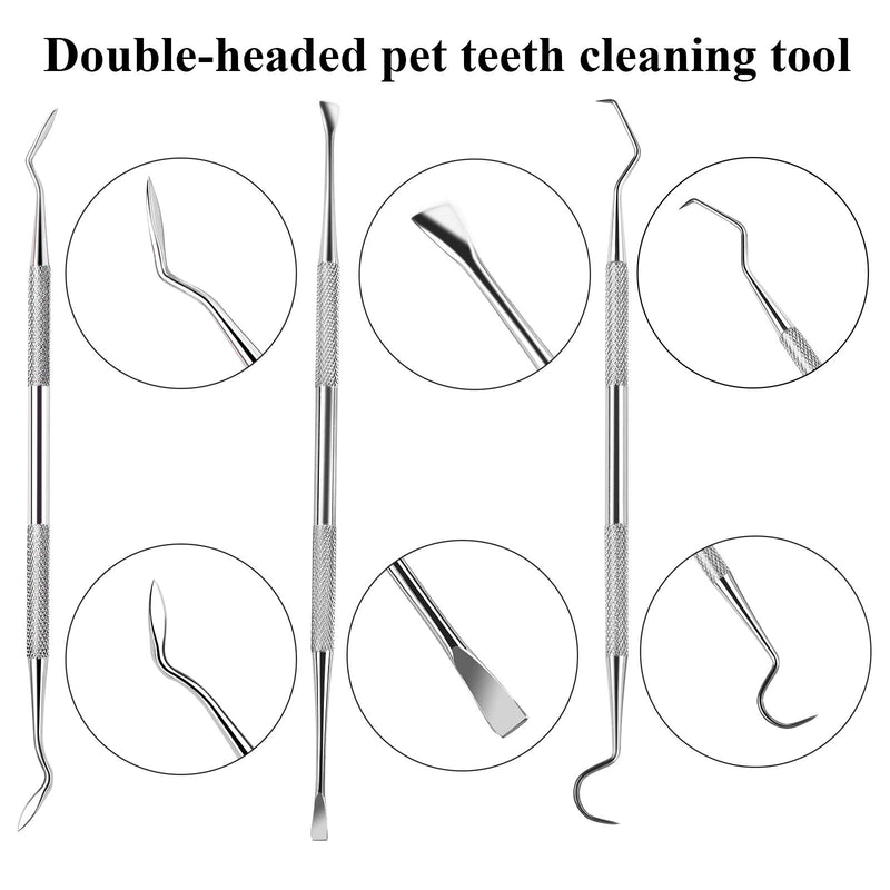 [Australia] - Aneco 5 Pack Stainless Steel Pet Cleaning Tools with Bag Pet Teeth Tools Dog Dental Pick Pet Dental Hygiene Kit Pet Tarter Remover for Dogs, Cats 