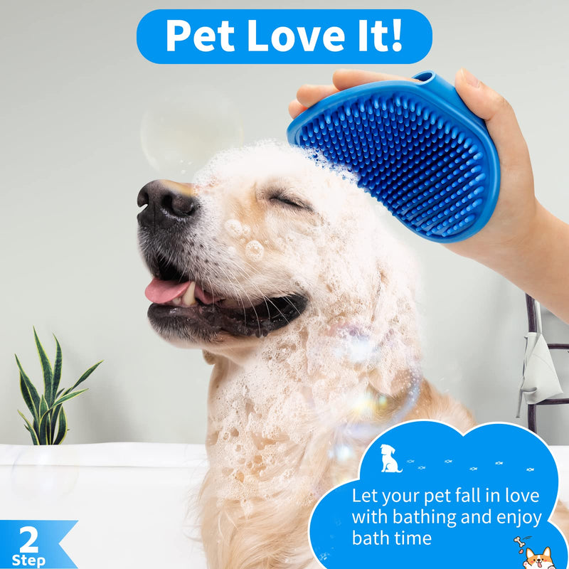 Comotech 3PCS Dog Bath Brush | Dog Shampoo brush | Dog Scrubber for Bath | Pet-Dog Bath Massage Brush Scrubber | Dog Shower/Wash /Grooming/Washing Brush with Adjustable Ring Handle for Short & Long Haired Dogs/Cats - PawsPlanet Australia