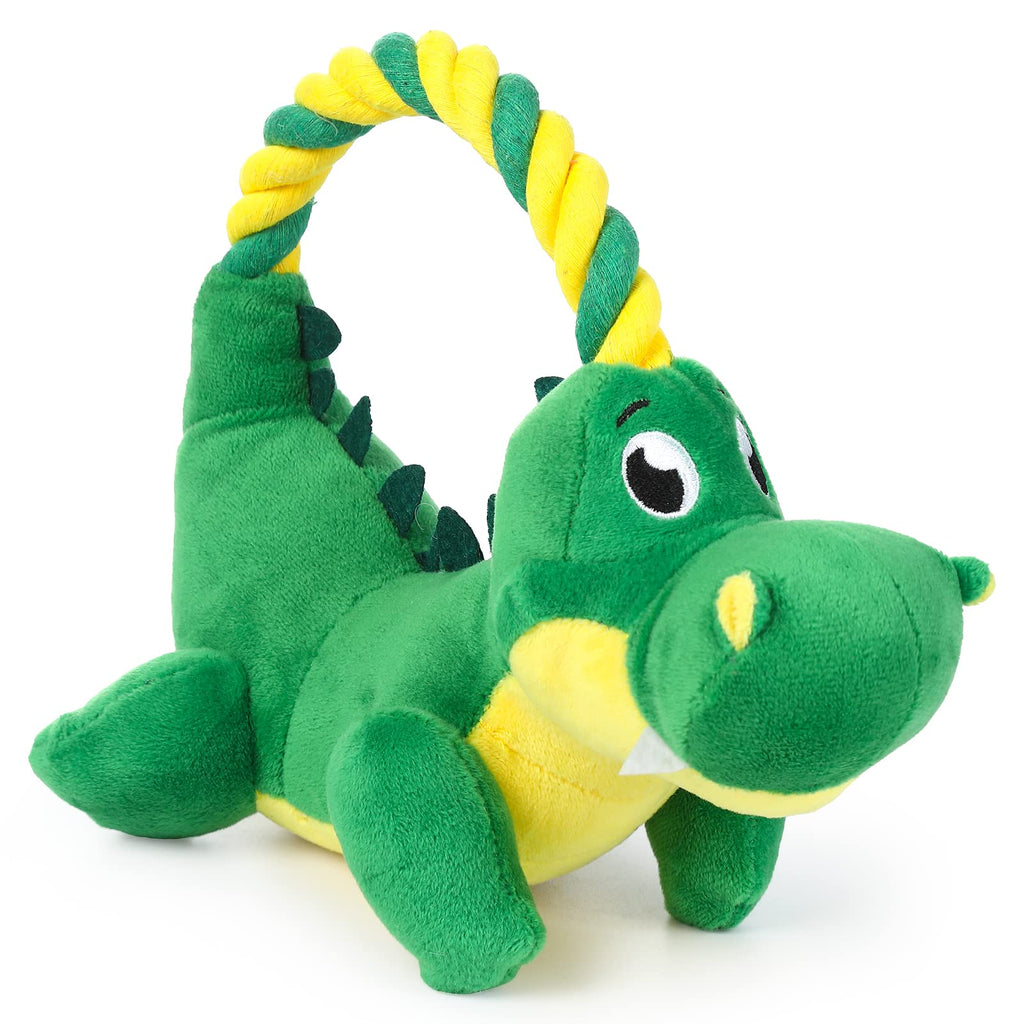 Squeaky Dog Toy, Plush Dog Toy, Chew Toy with Rope Loop, Tug of War Dog Toy, Stuffed Interactive Dog Toy for Medium and Large Dogs, Dinosaur Dinosaur - PawsPlanet Australia