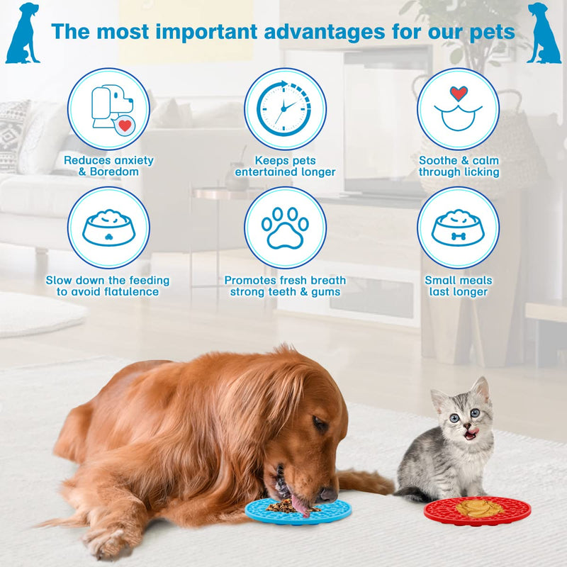 MooonGem Dog Lick Pad, Pet Bathing Distraction Pads, Wall Mounted Silicone Slow Feeder Lick Mat with Strong Suction for Dog Bathing Grooming, 2 Pack - PawsPlanet Australia