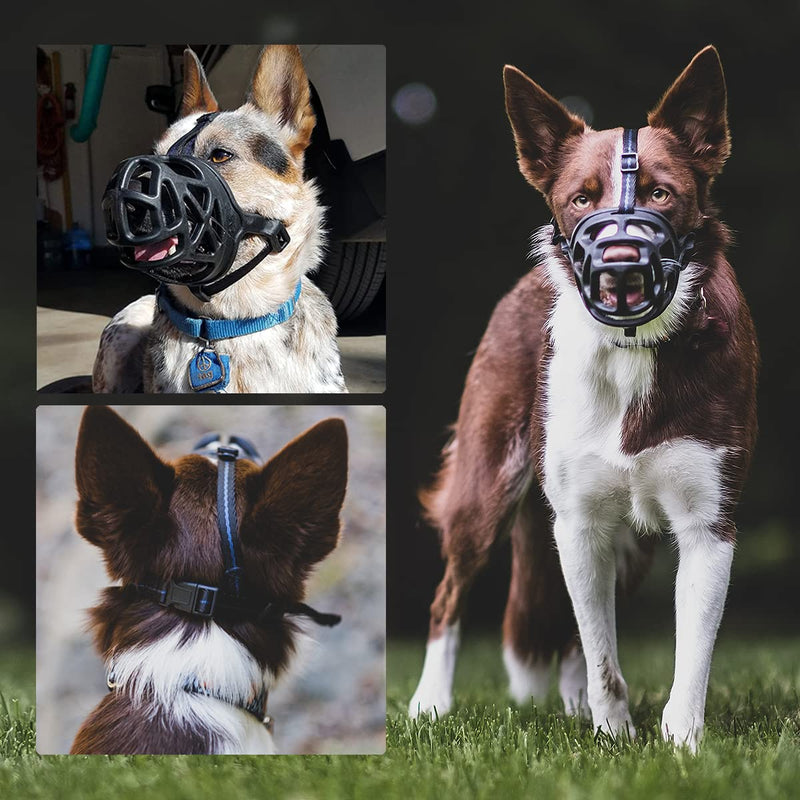 Dog Muzzle, Breathable Basket Muzzles for Small, Medium, Large and X-Large Dogs, Stop Biting, Barking and Chewing, Best for Aggressive Dogs X-Small Black - PawsPlanet Australia