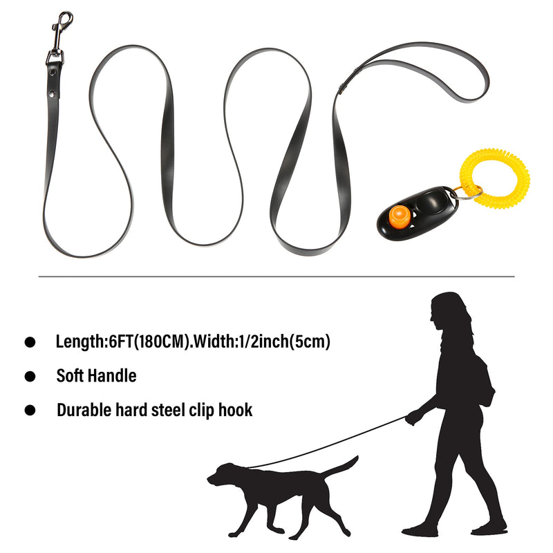 Tockfit Dog Training Leash for Small Medium Large Dog, 6ft 1/2", Waterproof Dog Rope Leads Outdoor Yard, Chew Proof, Easy to Clean, Black - PawsPlanet Australia