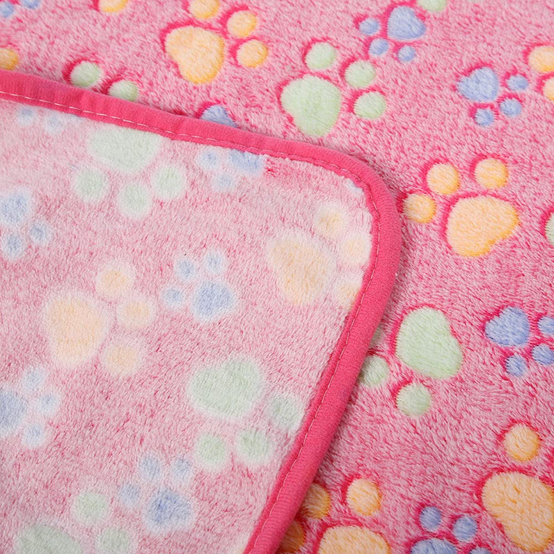 Hffheer Pet Blanket Soft Warm Coral Fleece Dog Blanket Cute Paw Print Pattern Cats Sleep Mat Pad for Small Dogs Cats Puppy Kitten (104 * 76-Pink) 104*76 Pink - PawsPlanet Australia