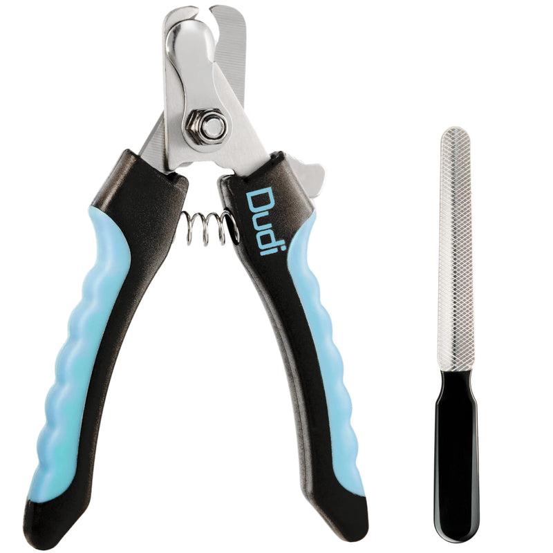 Dudi Pet Claw Scissors for Dogs, Cats, Rabbits, Rabbits & Guinea Pigs - Claw Cutter with Safety Mechanism - Nail Scissors Set Including Claw File - Small Blue Black/Blue - PawsPlanet Australia