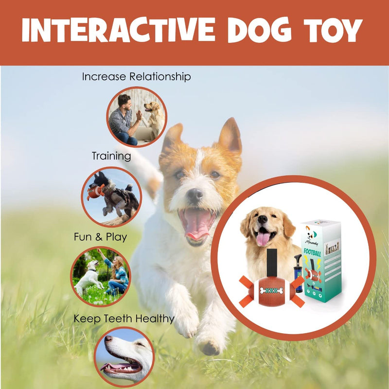 Minoody Dog Football, Dog Ball for Indoor & Outdoor, Dog Water Toy for Dogs, Dog Tug Toy with Grab Tabs, Pump & Inflating Needle, Interactive Dog Toy - PawsPlanet Australia