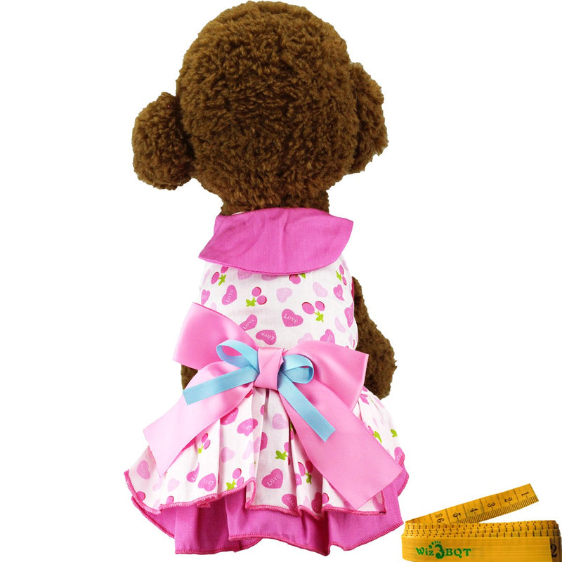 [Australia] - Sweet Cute Pink White Pet Dog Cat Princess Dress Skirt with Bow Tie for Dogs Cats CHEST GIRTH: about 13.7” 