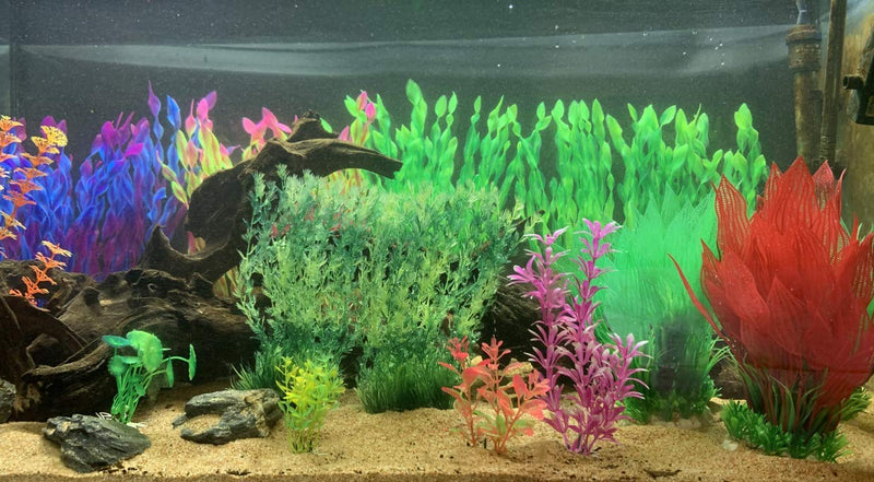 BEGONDIS 14 PCS Artificial Seaweed Water Plants for Aquarium, Plastic Fish Tank Plant Decorations - PawsPlanet Australia