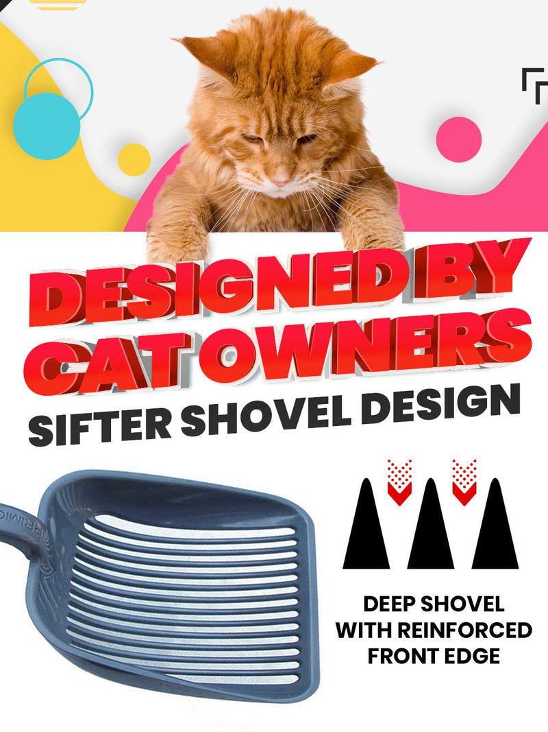 [Australia] - Sifter w/ Deep Shovel Litter Scoop - Designed by Cat Owners - Durable ABS Plastic Litter Scoop, Scooper." Solid Strong Handle. By iPrimio. Patented. 