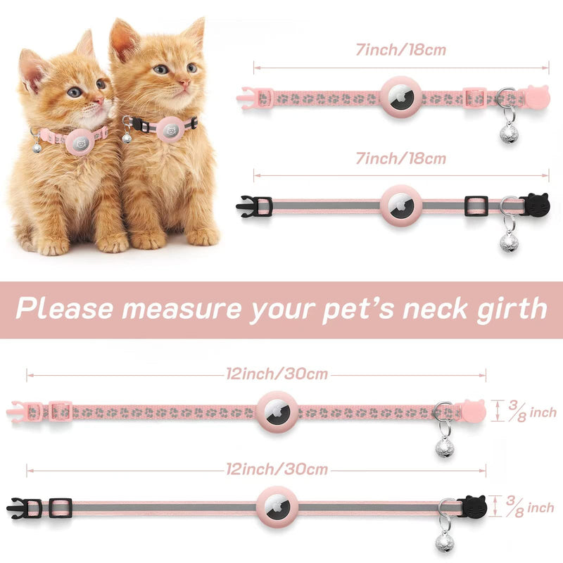 2Pack Airtag Cat Collar Breakaway with Bell,Reflective Kitten Collar with Apple Airtag Cat Collar Holder,Adjustable 7-12In,Safety Buckle for Girl Boy Cats,Pet Supplies,Accessories,Gifts (Pink) Pink - PawsPlanet Australia