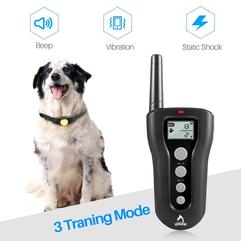 PATPET P320 Dog Training Collar for 2 Dogs, Shock Collar with Remote, 3 Training Modes, Beep, Vibration and Shock, Upto 1000 ft Remote Range, IPX7 Waterproof, for Small Medium Large Dogs - PawsPlanet Australia