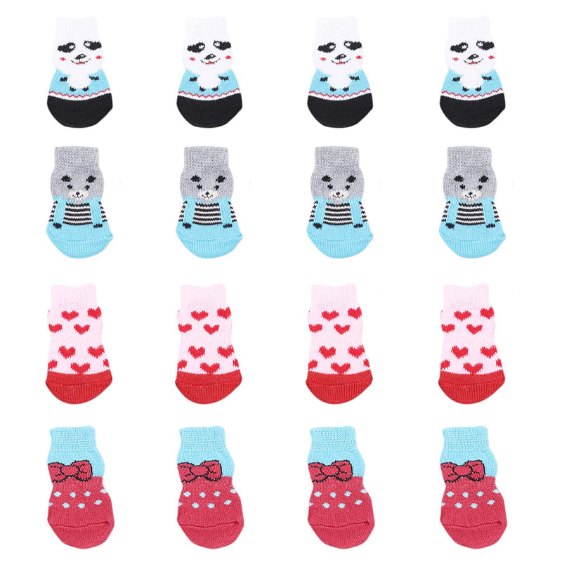 N\O Heiqlay Dog Socks Pet Socks Dog Cat Paw Protector Traction Control Socks for Indoor Wear Anti-Slip Cute Keep Warm Pet Dog Cat Socks with Rubber Reinforcement, 4 set, S - PawsPlanet Australia