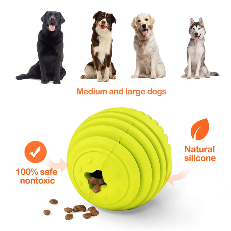 LaRoo Dog Treat Dispenser Toy Ball, Natural Rubber Dog Chew Ball, Bite Resistant Interactive Toy for Medium Large Dog Pet Feeder Training (9cm Ball Green) Green big ball - PawsPlanet Australia