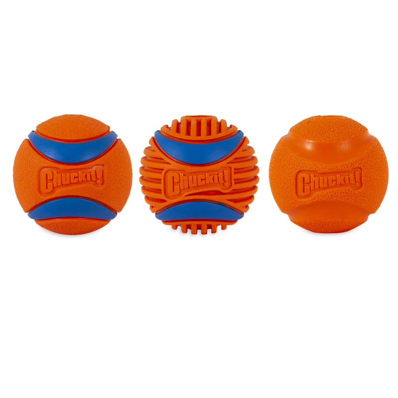 Chuckit! Fetch Medley Gen 3 Rubber Dog Balls, Ultra Ball, Fetch Ball, Rugged Ball Launcher Compatible Chew Toys - Medium - 3 Pack Multi Gen 3 MEDIUM - PawsPlanet Australia